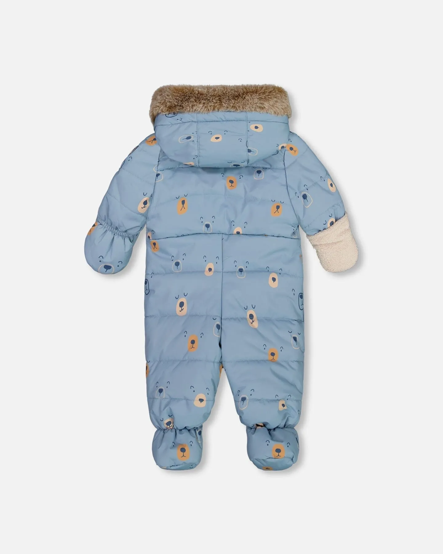 One Piece Baby Snowsuit Blue Bears Designed For Car Seat